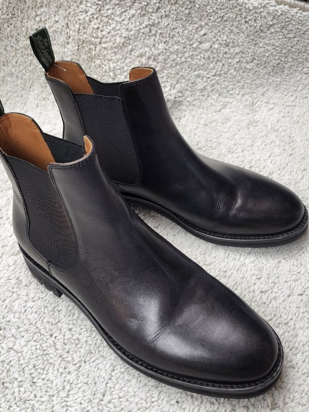 Polo Ralph Lauren Bryson Leather Chelsea Boot Black Men SZ 10 NWOB Slick USA Y2K
